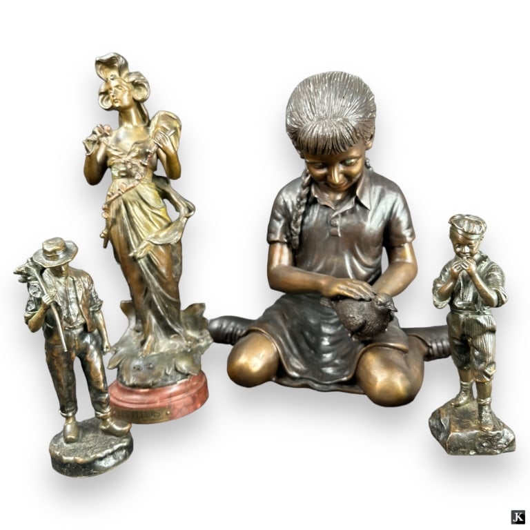 Lot 4 Vintage & Antique Signed Bronze Sculptures (1 of 4)