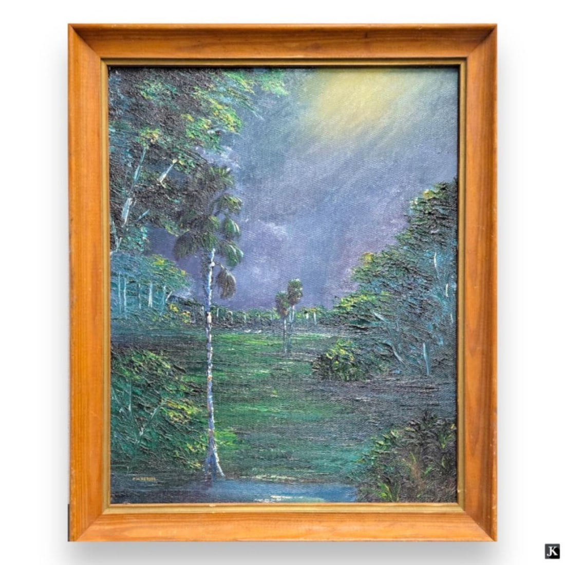 Illegibly Signed Florida Oil Painting On Masonite (1 of 4)