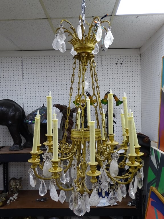 Antique Continental Bronze Rock Crystal Chandelier (1 of 14)