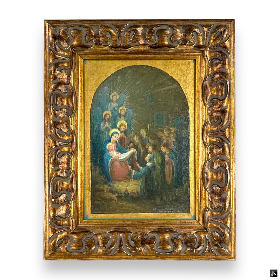 Carl Brandien (USA 1886-1965) Nativity Scene Oil (1 of 5)