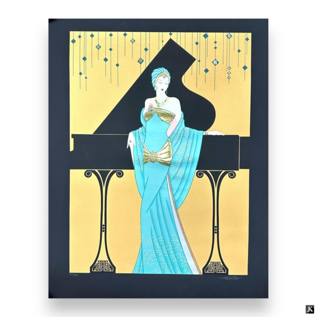 Lillian Shao (TAIWAN 20th/21st) "Chanteuse" Serigr: Lillian Shao (TAIWANESE / UNITED STATES / CALIFORNIA, 20th / 21st Century) gold leaf serigraph titled "Chanteuse". Hand signed to lower right and numbered 224/300 to lower left. Unframed. Paper measur