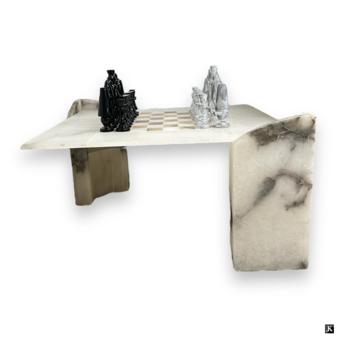 Vtg Italian Murano Glass Chess Set W/ Stone Table (1 of 4)