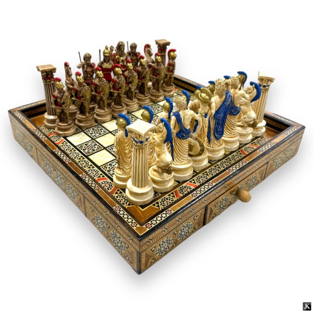 Vintage Greek Ceramic Chess Set W/Moroccan Board (1 of 4)