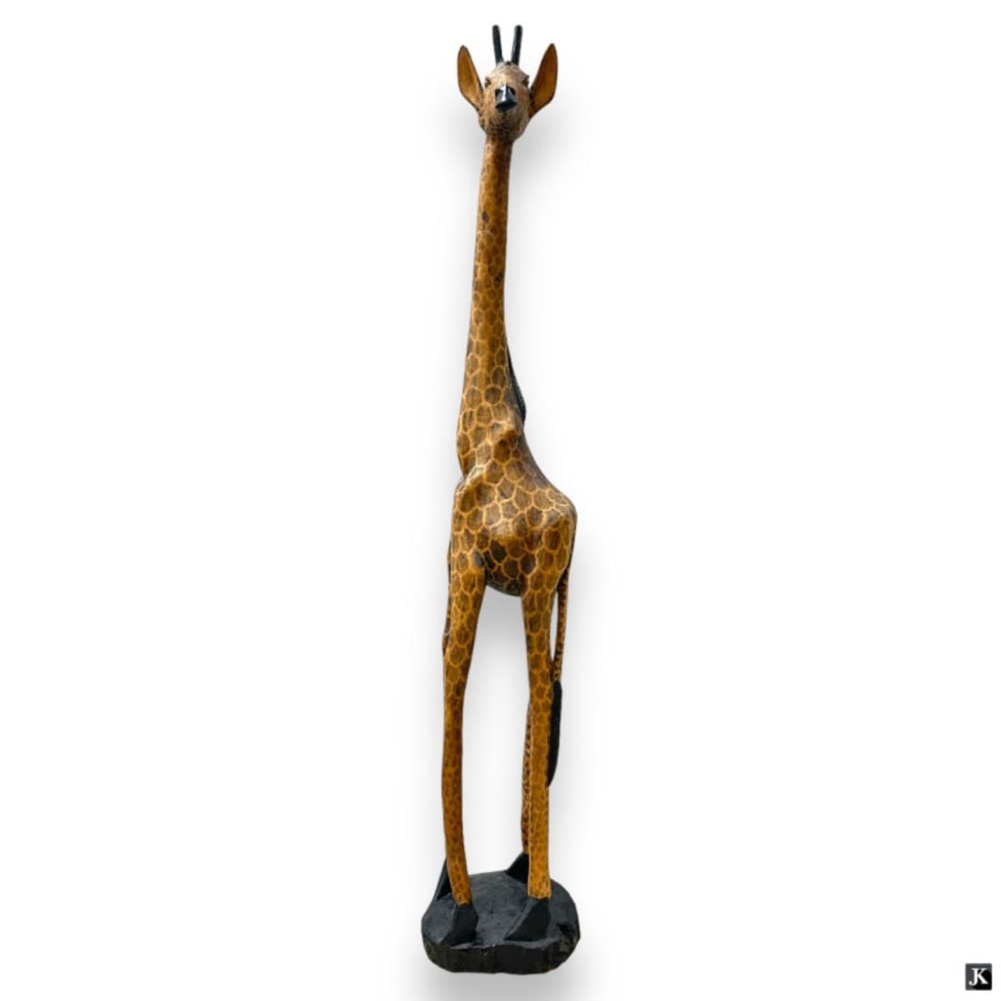 Vintage Kenyan Carved Polychrome Wooden Giraffe (1 of 5)