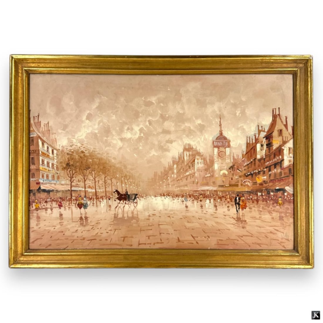 Mid Century French Impressionist Street Scene Oil (1 of 5)