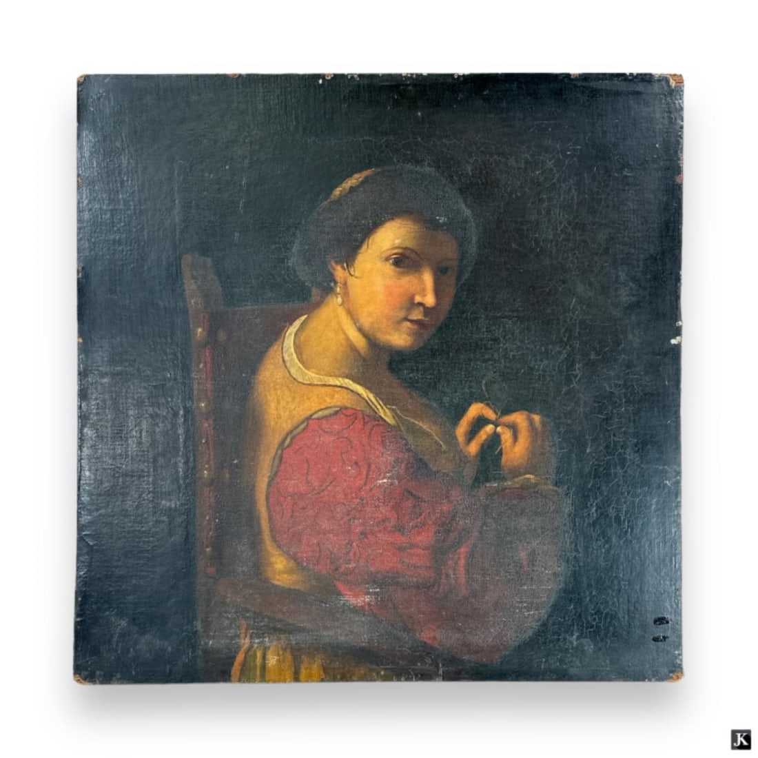 Attr Caravaggio Old Master Italian Portrait Oil (1 of 4)