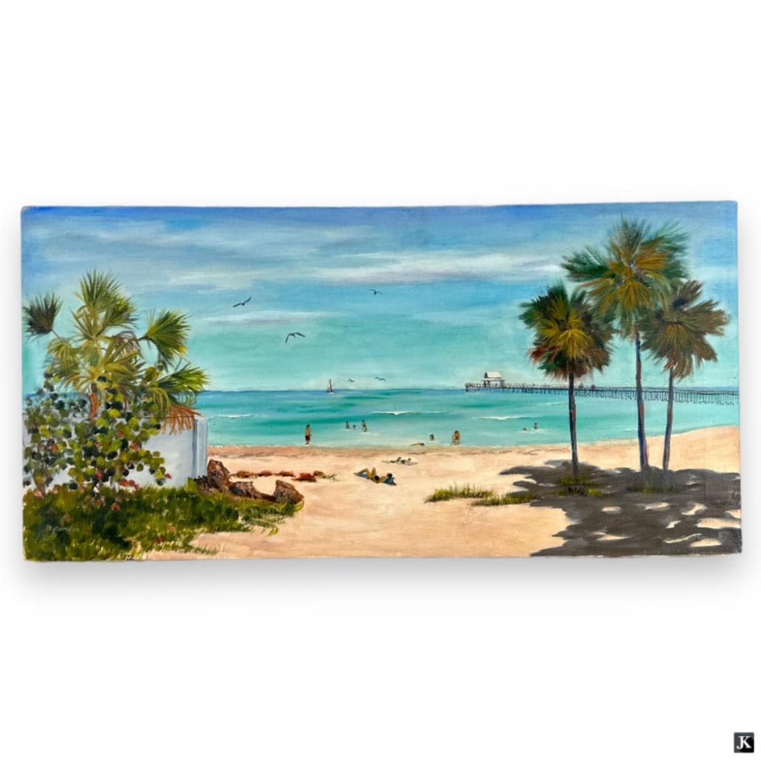 EJ Damron (USA 20th/21st) Florida Beach Oil/Canvas (1 of 6)