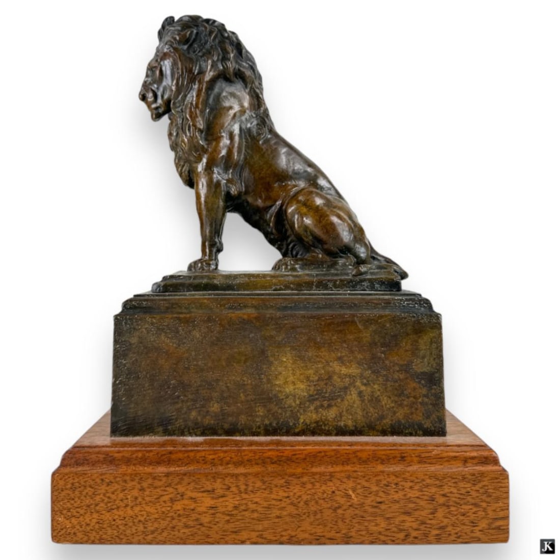 A. Bronier Seated Lion Bronze Sculpture On Base (1 of 5)