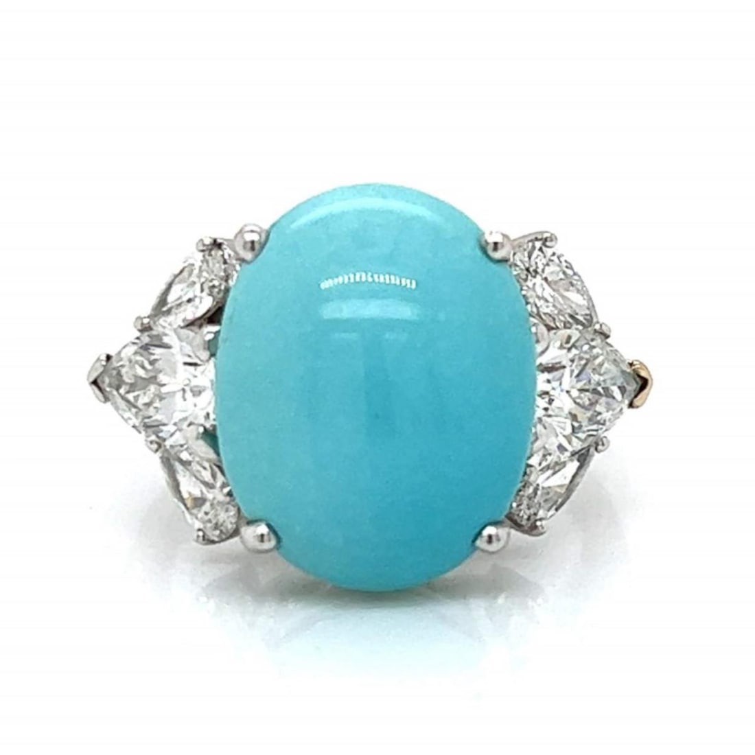 18k White Gold Persian Turquoise & Diamond Ring (1 of 4)