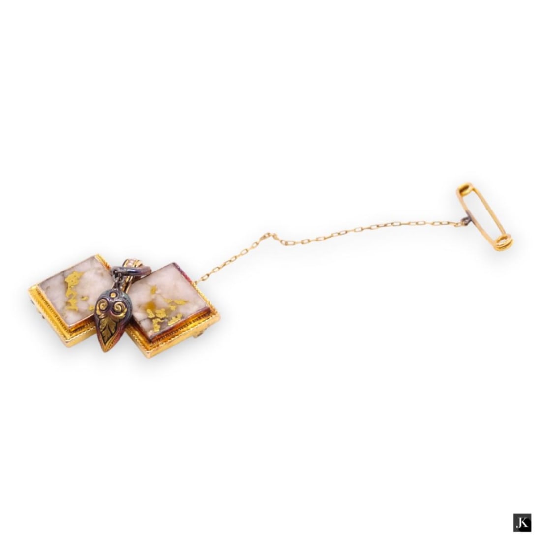 Vtg 14K Yellow Gold Milky Quartz Seed Pearl Brooch (1 of 4)