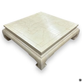 Springer Style Faux Goatskin Asian Coffee Table