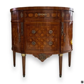 Louis XVI Style Parquet Half Moon Commode