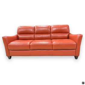 Contemporary Burnt Orange Leather Sofa
