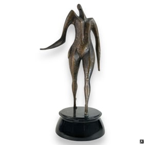Modernist Hot Cast Bronze Female Nude Sculpture