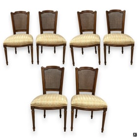 Six Louis XVI Style Rattan Stained Side Chairs