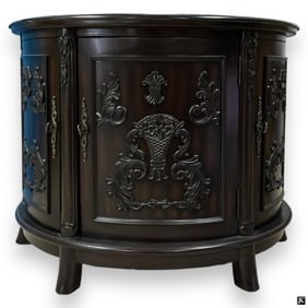 Coaster Black Marble Top Carved Commode