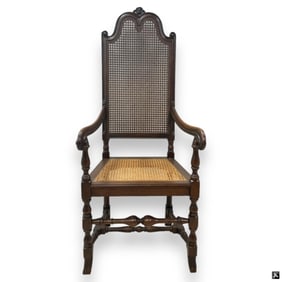 William & Mary Style Caned  Mahogany  Armchair