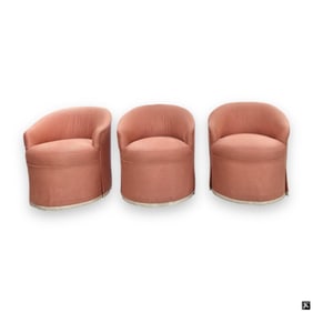 Three (3) Mid Century Barrel Swivel Lounge Chairs