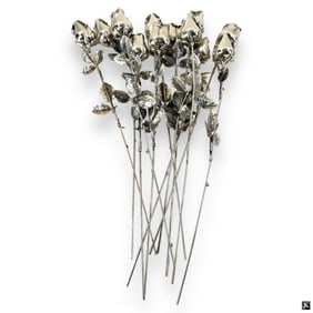 Tiffany & Co (12) Silver Plate Long Stem Roses