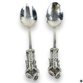 2 Piece Sterling Lobster Handle Salad Set