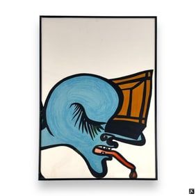 John Crash (USA B1961) Watercolor On Paper Of Face