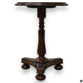 Round Top Cherry Pedestal End Table