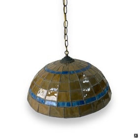 Vintage Tiffany Style Leaded Glass Hanging Lamp