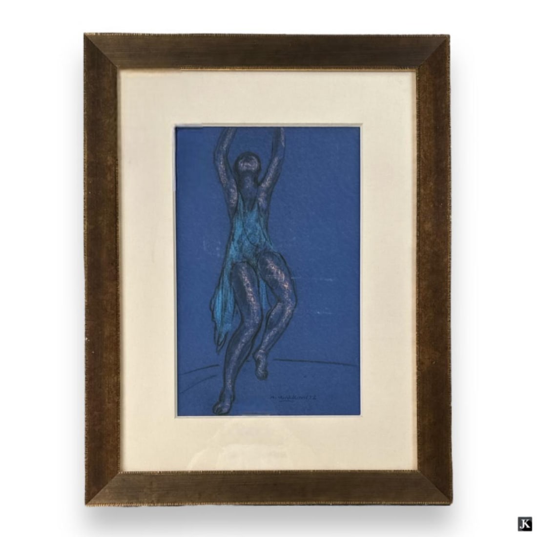 Abraham Walkwitz (RUSSIA 1878-1965) Isadora Duncan: Abraham Walkowitz (RUSSIAN FEDERATION / AMERICAN / NEW YORK, 1878 - 1965) pastel work on paper depicting Isadora Duncan in blue garb over blue ground. Signed to lower right. Mounted in a wooden frame