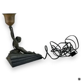 Art Deco White Metal Nude Female Desk Table Lamp