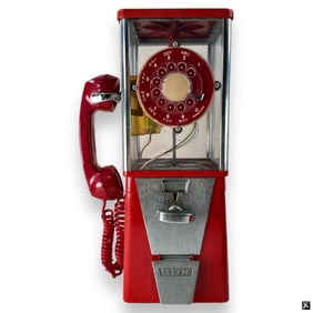 Vintage Oak Telephone Gumball Machine