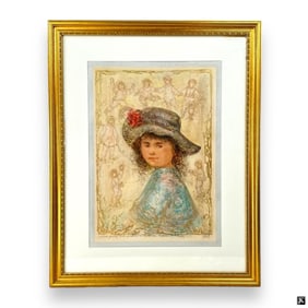 Edna Hibel Color Lithgraph "Portrait Of A Girl"
