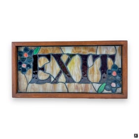 Vintage Slag Glass "EXIT" Sign in Wood Case