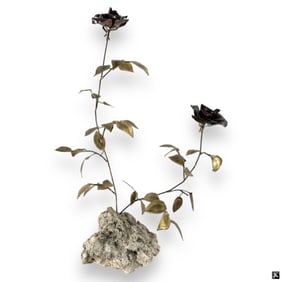 Yano Mid Century Brass & Stone Sculpture