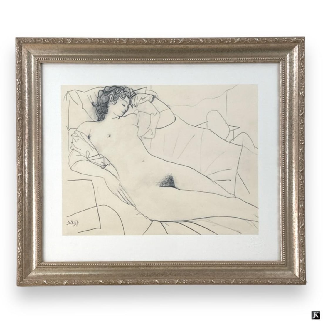 Pablo Picasso (SPAIN 1881-1973) LE Giclee On Paper: Pablo Picasso (SPANISH / FRANCE, 1881 - 1973) limited edition giclee print on paper after the original pencil study depicting the study of a nude female titled "L'Odalisque: Portrait of Genevieve Lapo