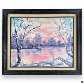 Signed Daneri Dusk Landscape Scene Oil On Canvas