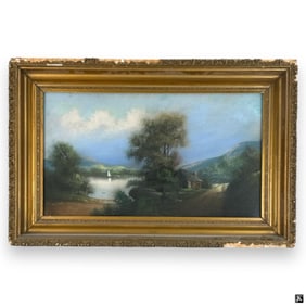 Signed Clarke 19th Century Lanscape Pastel Work