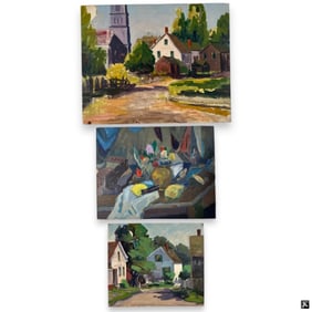 3 Unknown Artist Landscape Oil Paintings On Board