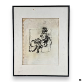 Artist Unknown Charcoal Study Of Nude Female