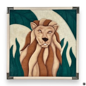 Retro 3D Suede Wall Art "Lion"