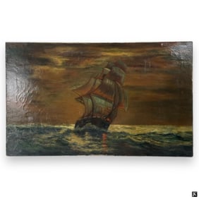 19th Century Marinescape Oil Painting On Canvas