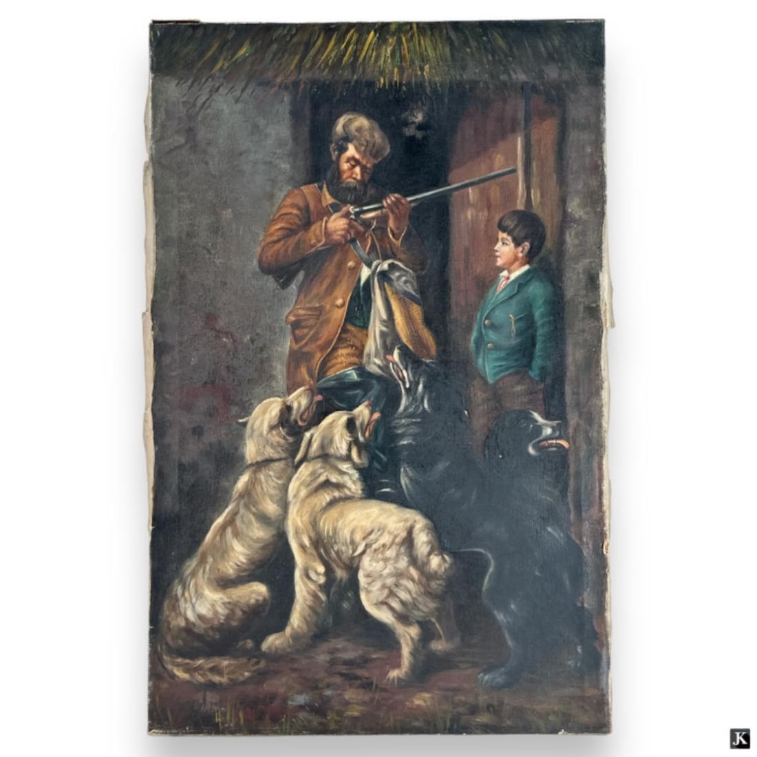 After A. R. Sharpe (19th) Hunter & Dogs Oil/Canvas (1 of 4)
