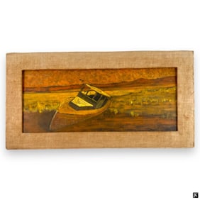 Lyman Hopkins (USA 1928-2002) Boat Scene Oil