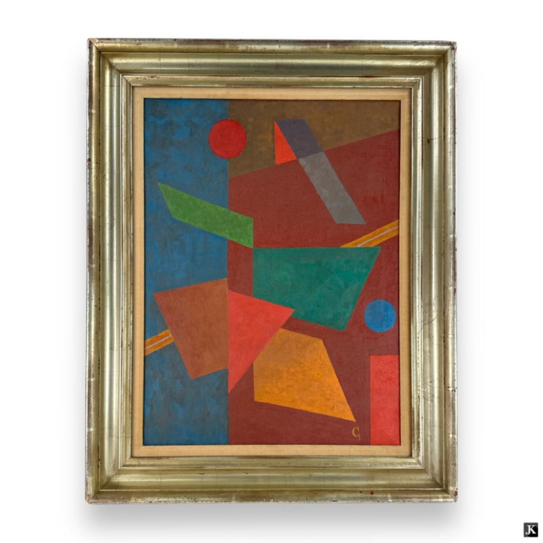 Initialed "G" Cubist Oil Painting On Canvas Framed (1 of 4)