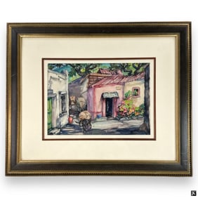 EB Warren (USA 1886-1980) Townscape Watercolor