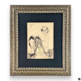 Signed Ink & Charcoal Study Of Nude Female Framed