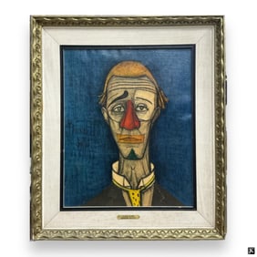 After Bernard Buffet "A Sad Clown" Print On Canvas