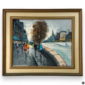 Mid Century French School Oil/Canvas "Paris"
