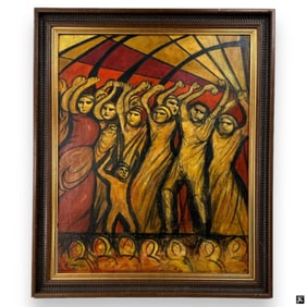 Signed Sidueiros 1963 Oil Painting On Board Framed