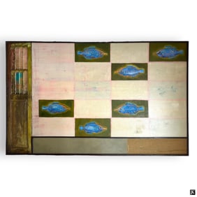 Signed Giorgio HUGE Fish Mixed Media Work On Canva