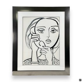 Rene Marcil Watercolor "Girl On Phone"